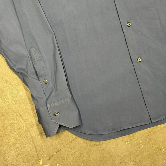 XACUS Dress Shirt Long Sleeve Button Up Stretch Made in Italy Blue 16 1/2 Large - Picture 4 of 9